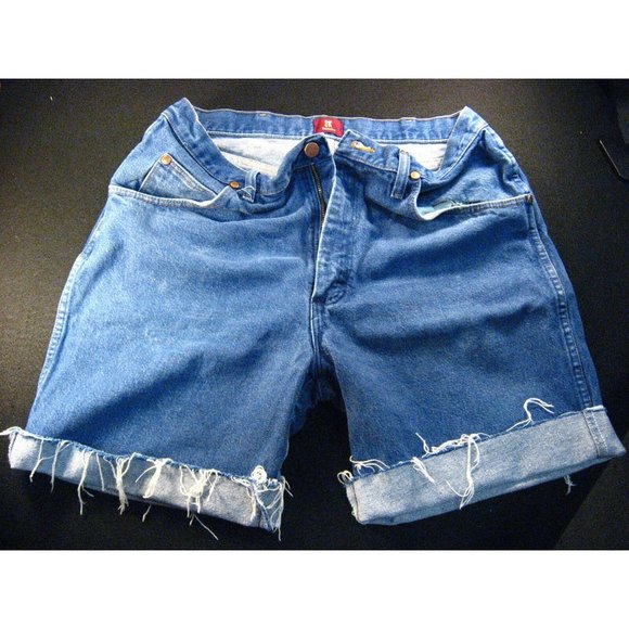 Wrangler Womans 3k CUTOFF JEAN SHORTS Cut Off Sz 36 Blue Denim Hot Pants Relaxed - Picture 1 of 9
